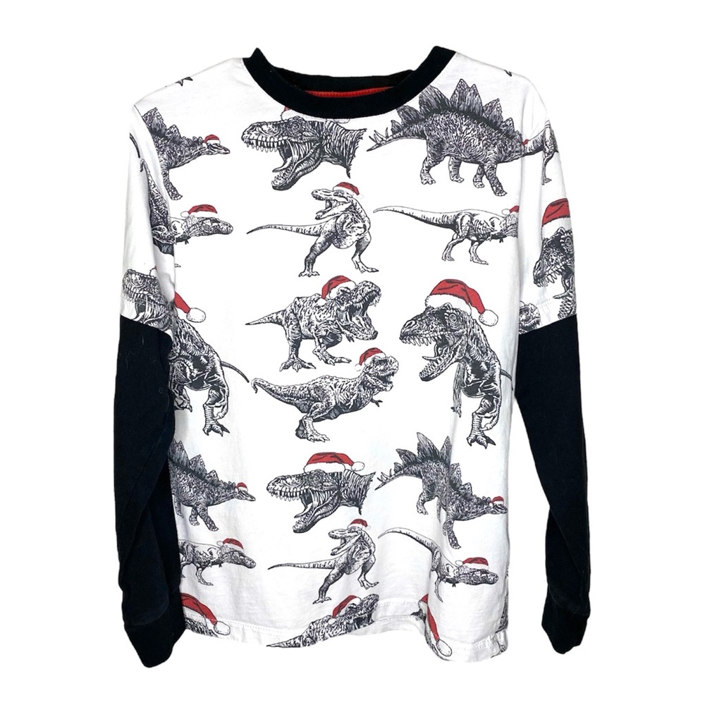 High Five Crew Long Sleeve Christmas Santa Dinosaur Shirt Size 6